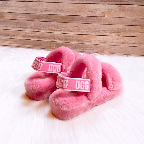 UGG Oh Yeah Sheepskin Slide Sandal Slippers In Sachet Pink - Picture 2 of 7